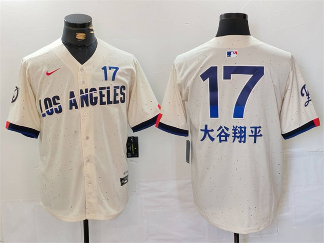 Men's Los Angeles Dodgers #17 大谷翔平 Cream 2024 City Connect Limited Stitched Baseball Jersey Men's Los Angeles Dodgers #17 大谷翔平 Cream 2024 City Connect Limited Stitched Baseball Jersey